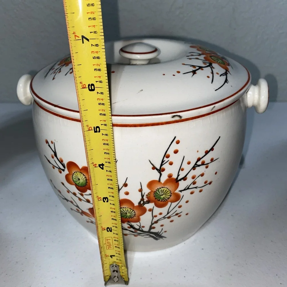 VTG Ice Bucket Large Bowl With Lid  Made in Occupied Japan SGK China 🍊 Blossom